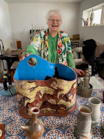 Monika Smith with her work