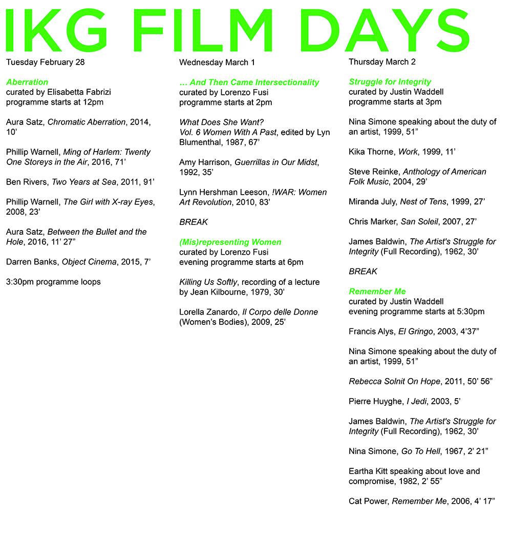 Film Days Schedule