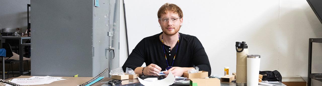 student at desk