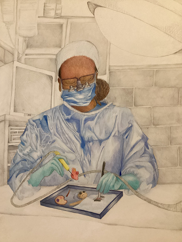 Surgeon operating on goll, Promedie Bunduki Mamuzi artwork