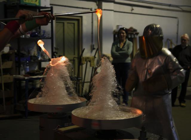 Image from one of Jocelyne Prince's glass blowing performances. 