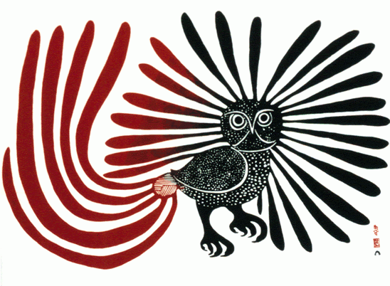 Kenojuak Ashevak, The Enchanted Owl (1960). Stonecut by Iyola Kingwatsiak. Printed by Eegyudluk Pootoogook. Canadian Museum of Civilization © Dorset Fine Arts.