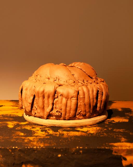 Tomo Ingalls. Feast (Fruit Cake), 2022. Raw clay. Photo Credit Leia Guo. 