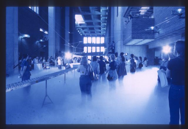 Noel Harding, Performance view, complexity can create simplicity of form: flying gliders and walking in the clouds, 1980.