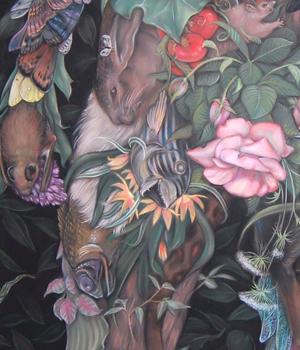  Leshy (detail) (2013), pastel on black paper, 50 x 100 inches 